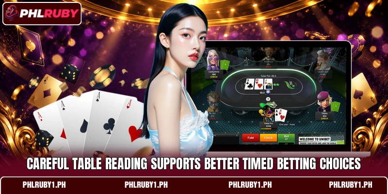 Careful table reading supports better timed betting choices Careful table reading supports better timed betting choices