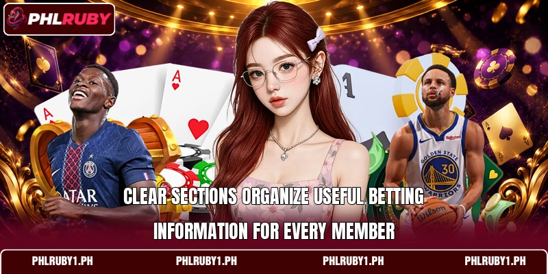 Clear sections organize useful betting information for every member